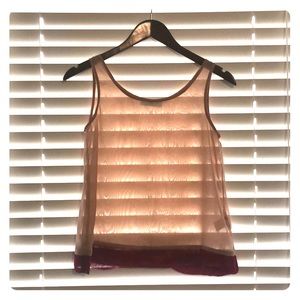 Sheer tan and fuchsia tank